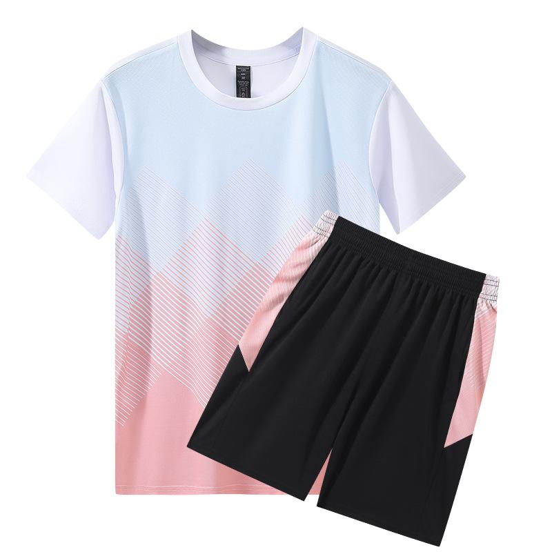 Letní neformální sportovní set s krátkým rukávem Dvoudílný oversized set kraťasů rychleschnoucí