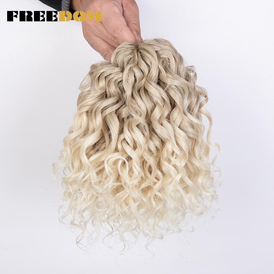 FREEDOM Deep Wavy Twist Crochet Hair Synthetic Jessica Curly Hair Crochet Braids Ombre Brown 10 Inches Braiding Hair Extensions