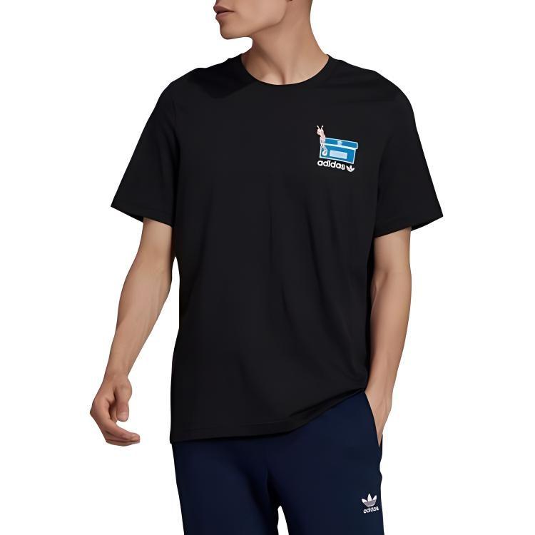 Adidas T Shirts Men's Black Crew Neck Moderate Straight Fit GN2148