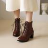 Stivali da Donna Autunno Inverno Tacco Grosso Stringati Stivali Martin Stivali Nudi Stivali Corti con Tacco Alto Donna W