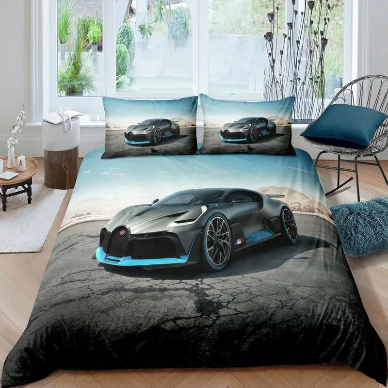 Racing Car Printed Duvet Cover with Pillowcase Bedding Set Single Double Twin Full Queen King Size 2/3pcs Polyester Quilt Cover