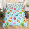 Watercolor Easter Eggs King Queen Bedding Set Happy Easter Themed Duvet Cover Toddlers Rainbow Easter Egg Polyester Quilt Cover