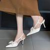 Elegant Pointed Bow Thin Heeled Women Shoes 2025 New Fashion Brand Design Buckle Lace Sweet Banquet Women's High Heeled Shoes