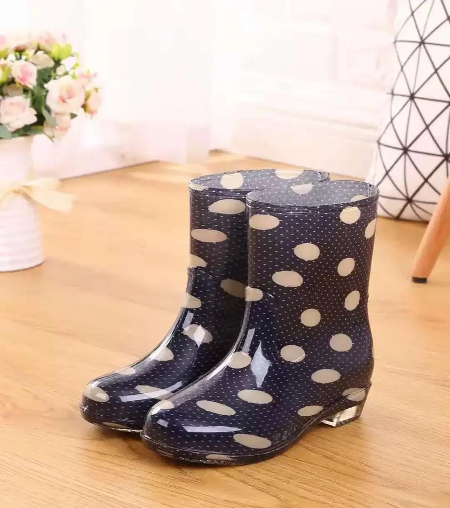 Fashion Print Rain Boots Women Waterproof Work Shoes for Girls Non Slip Anti Skip PVC Water Shoes Rainboots Mid-Calf Botas 2024