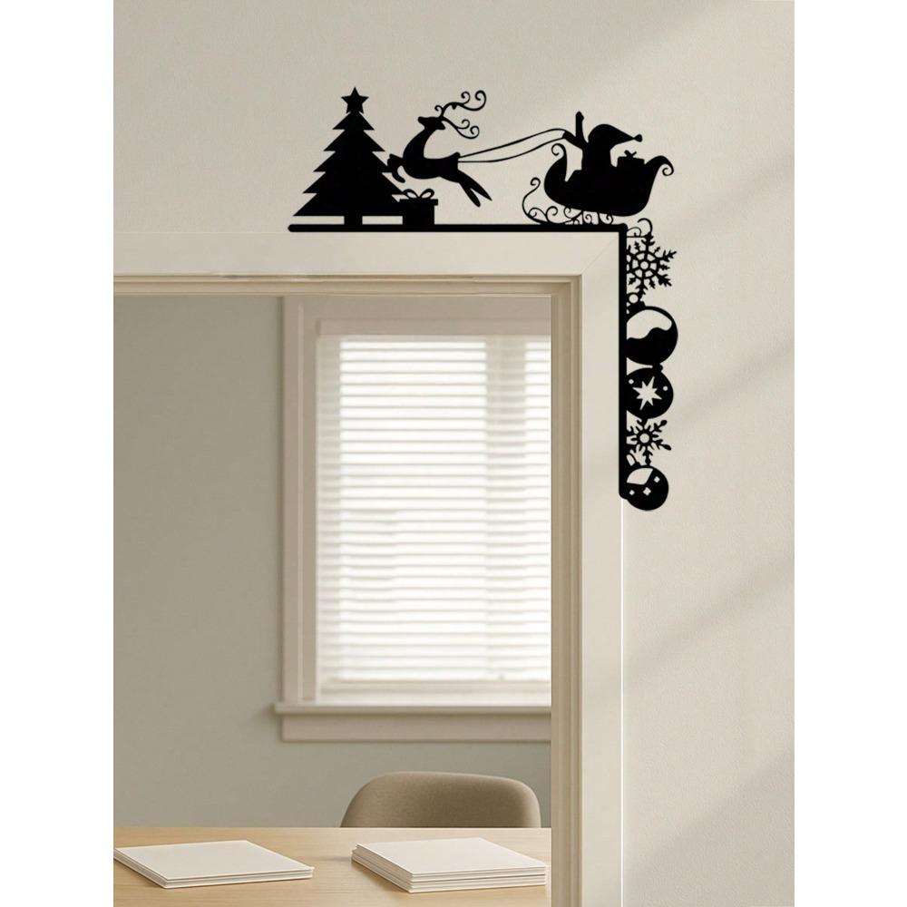 1 PC Metal Reindeer Sled, Xmas Door Frame Decor Standalone Shelf Decor, Home Living Room Mantelpiece Ornament, Holiday Party Gift