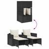 5 Piece Garden Sofa Set with Cushions Stackable Black Poly Rattan