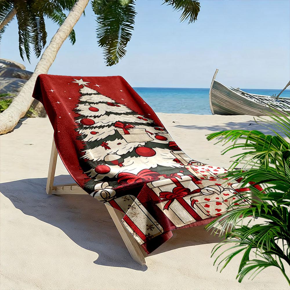 Elegant festive tree whispers Print beach towel, quick drying, suitable for travel, outdoor sports, jogging, the beach and swimming, gift