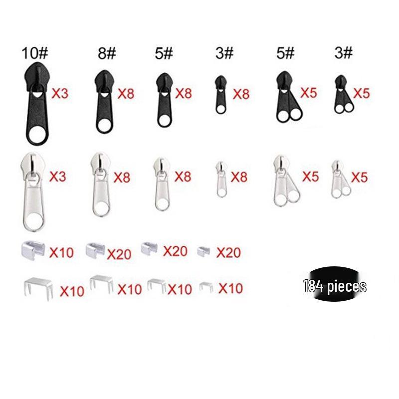 

197-Piece Zipper Repair Kit with Pliers for Sleeping Bags, Jackets, Tents, Luggage, and Backpacks