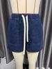 2025 Retro Lässiges Denim Kurzarmhemd & Shorts Set - Damen Frühling/Sommer