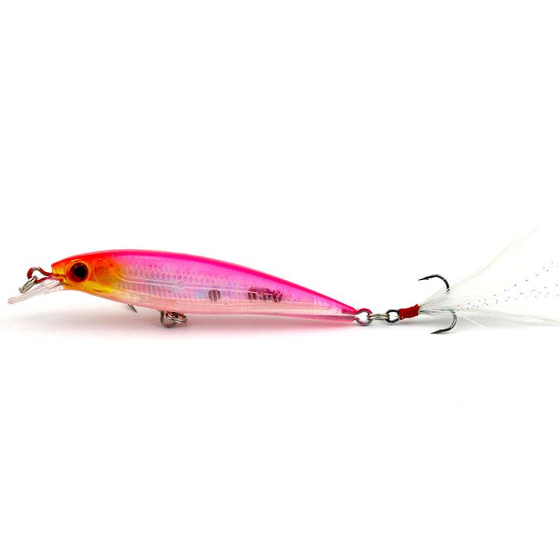 1pcs Lifelike Pike Lure 9cm 8g Hengjia Wobbler Minnow Fishing Lure with Feather Hook
