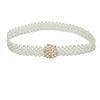 Cross-border women's belt - ladies' casual decorative rhinestone & pearl buckle slim waist belt
