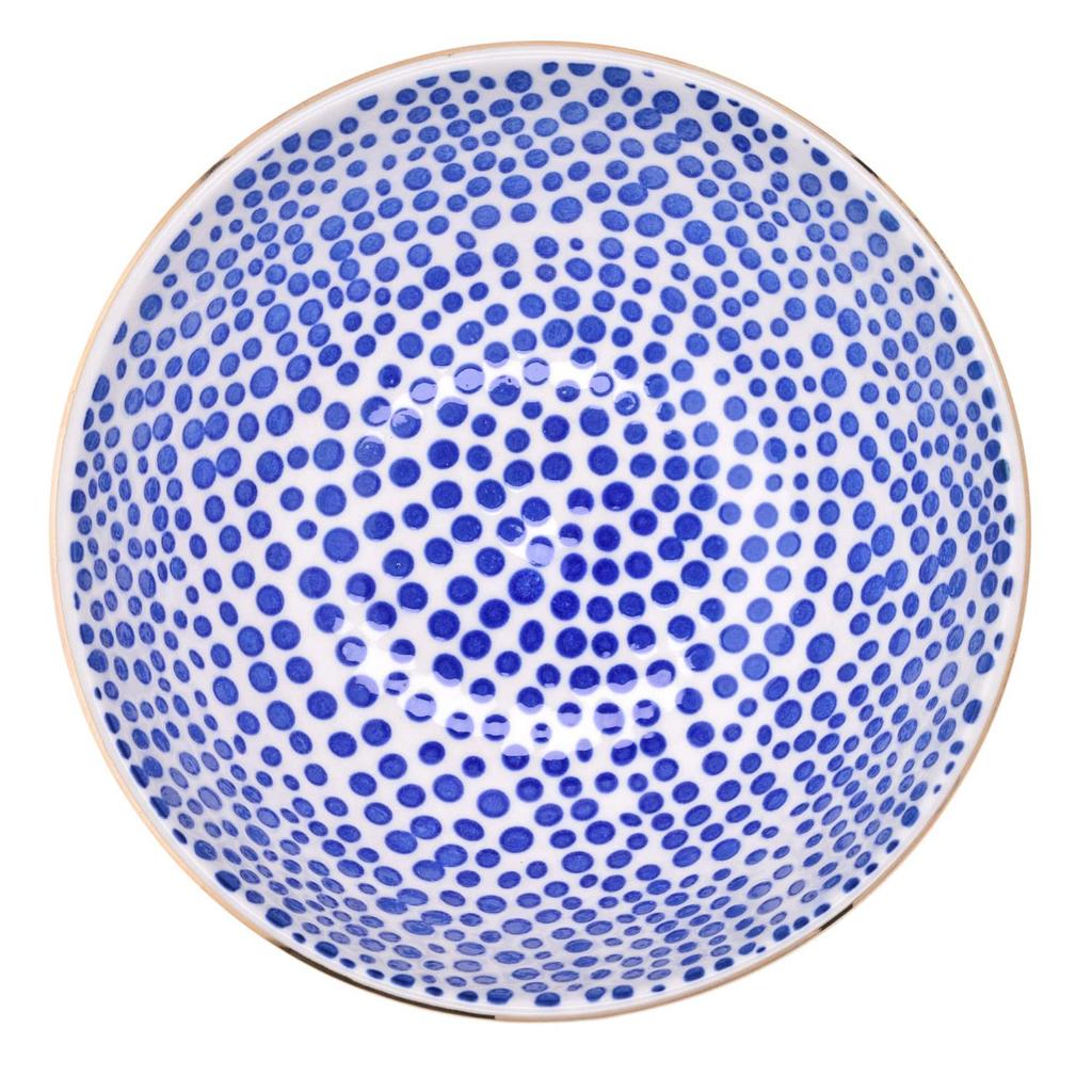 DUKA SIREN 500 Polka Dot Bowl, Navy Blue, Gold Stoneware