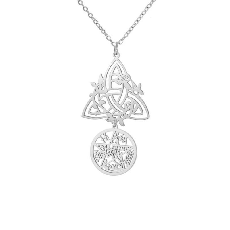 

Намисто Потрійний Захист Вузол Відьми П ятикутник Тетраграматон Нержавіюча Сталь Духовний Амулет Прикраса Потужний Талісман