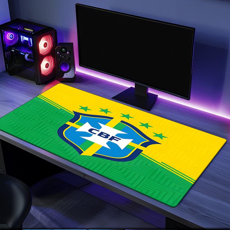 Brazilian Football Federation Emblem mouse pad, rubber base, esports desk mat, mouse pad for gamers and office use, gaming desk , easy to clean mat
