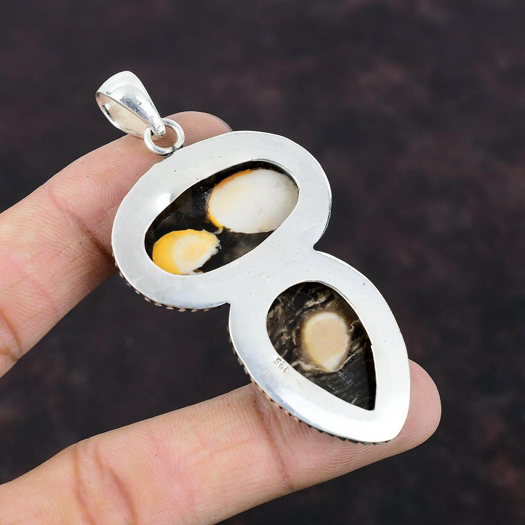 Peanut Wood Jasper Pendant Handmade Elegant Jewelry 925 Sterling Silver Pendant Gemstone Pendant Gift For Mom Vintage Pendant Silver Jewelry