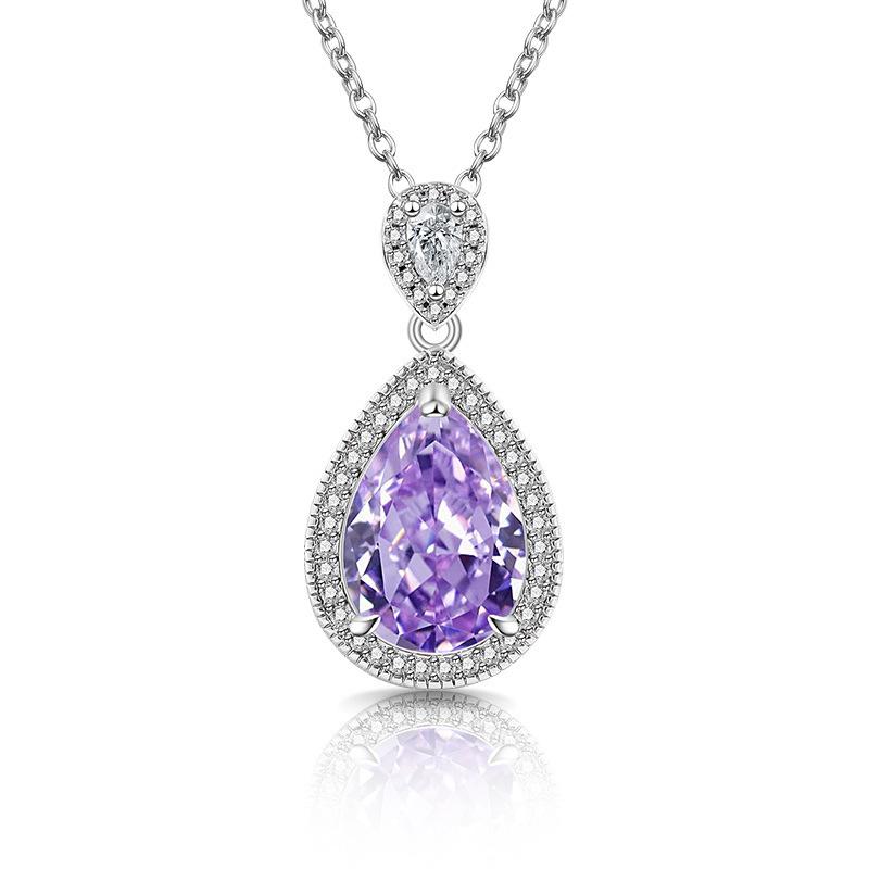 Fashionable Waterdrop Necklace High Carbon Diamond Zircon Ice Cut Necklace for Female Clavicle Chain Engagement Gift