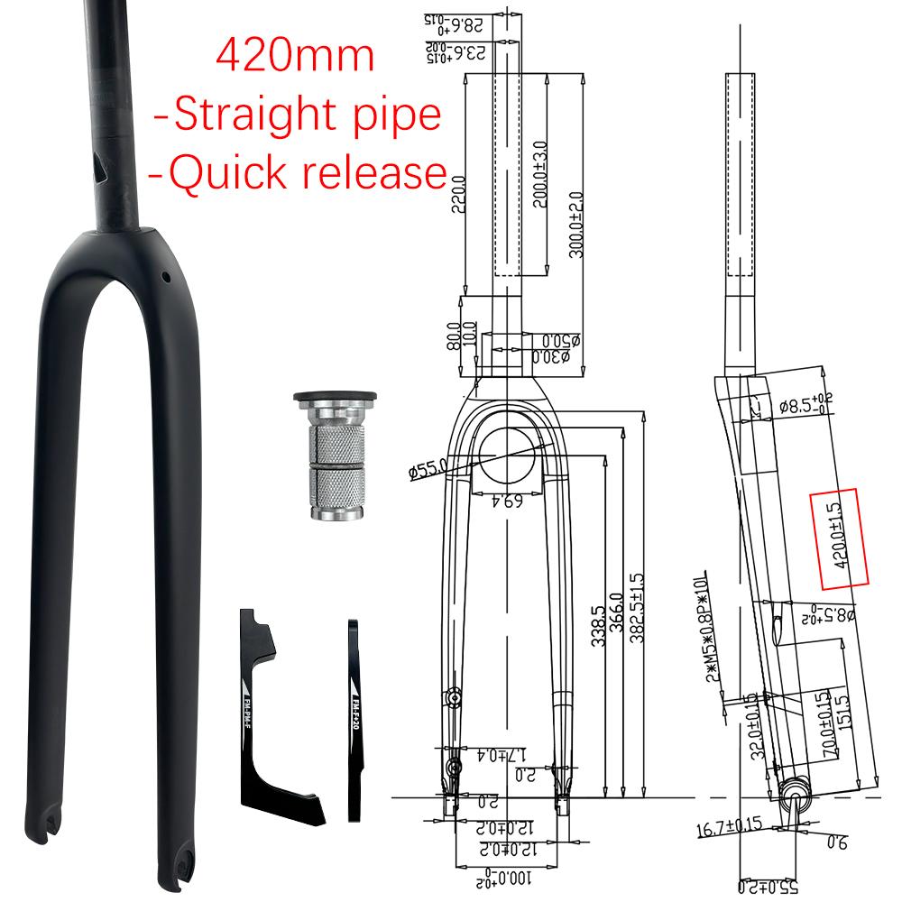 Shanma Carbon Fiber Full Internal Cable Disc Brake Bicycle Front Fork Gravel Gourd Mountain Bike Road Bike Universal Quick axle Quick straight 420