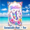 Butterfly Theme Beach Towel Personalized Custom Name & Text Soft Quick Dry Beach Towel for Swimming Travel