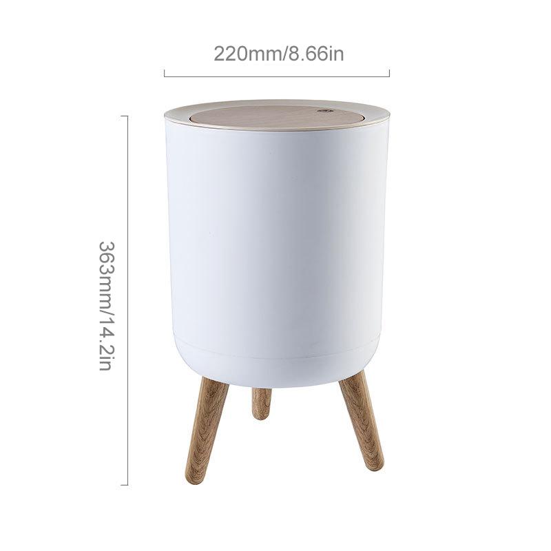 Wooden High Foot Trash Can For Bathroom Creative Kitchen Wastebin with Press Cover Living Room Toilet Garbage Container