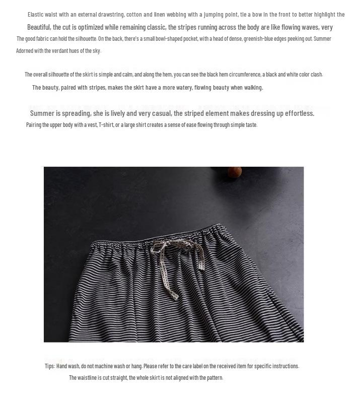 Artistic Retro Black Knit Midi Skirt with Soft Elastic Waist