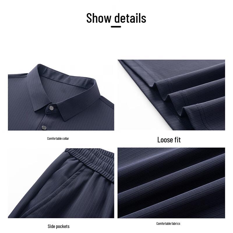 Men's Ice Silk Short Sleeve Polo & Casual Pants Set
