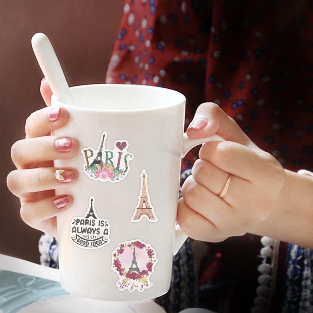 10/50Pcs Personal Creativity Paris Eiffel Tower Sticker Graffiti Stickers Trunk Car Stickers Cartoon Custom Stickers