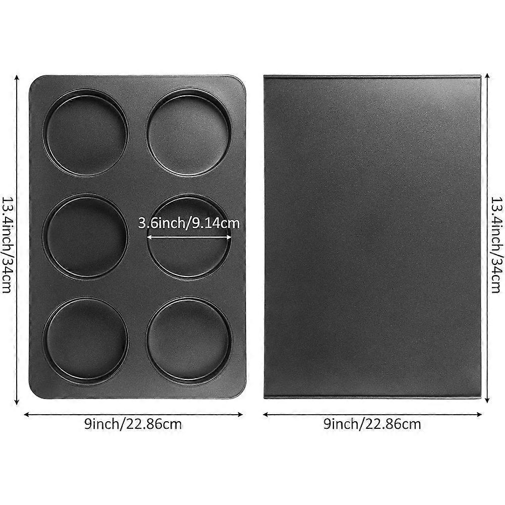 6er Straight Side Jumbo English Muffin Cupcake Backform mit Deckel Hamburger Burger Brötchen Antihaft Backblech Form