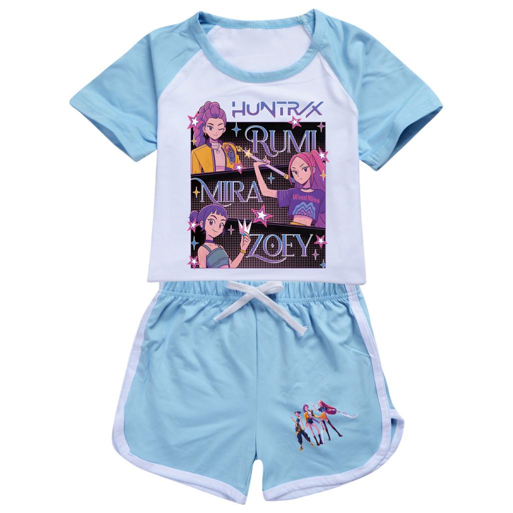 4831 Kids Girls POP Rumi Zoey Mira Print T-shirt Shorts Sport Tracksuit Clothes Set