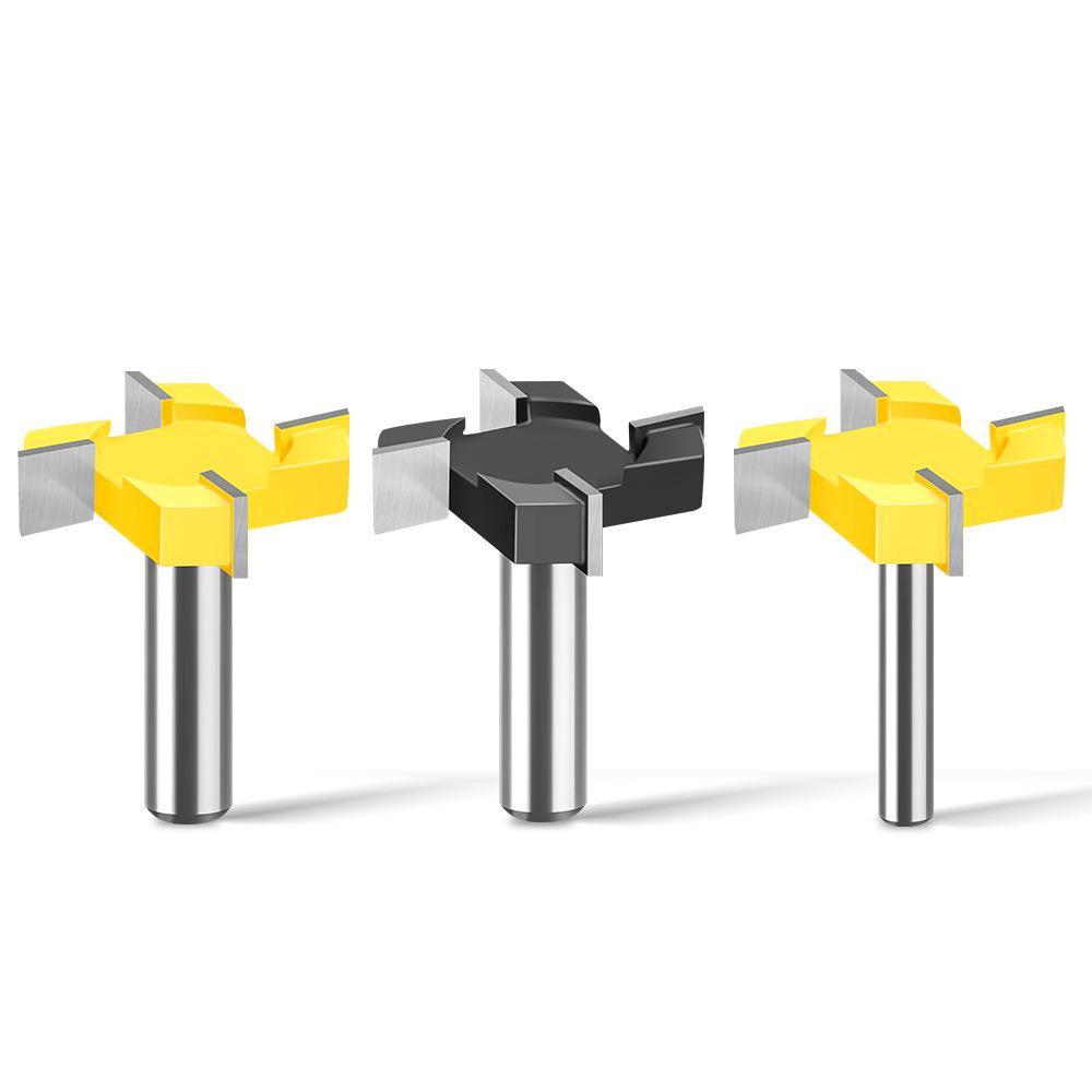 Four-Blade T-Knife Slotting Knife 1/2 Handle 12 Handle Woodworking Milling Cutter Engraving Machine Cutter Head Large Diameter Slotting Knife T-Knife