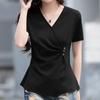 NaVaVa Modern Daily Shirring Wrap V Neck ShorT sleeVe T shirT nT2435