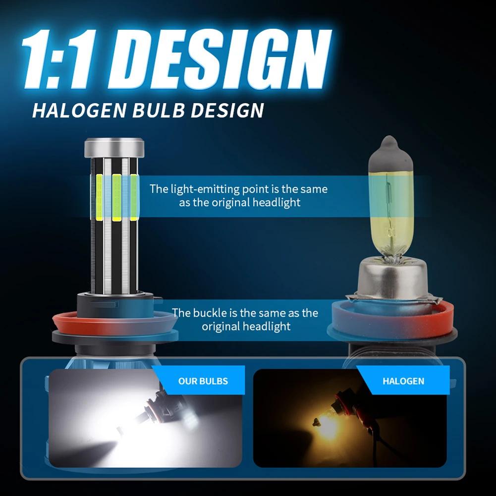 2 Stück 8 Seiten LED 12V H8 H11 H7 LED 20000LM HB3 9005 HB4 H1 H3 H4 LED Scheinwerferbirne Canbus 100W 3D 360 Grad Super Auto Lampe