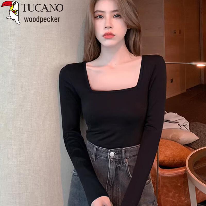 Woodpecker Women s Slim-Fit Square Neck Long Sleeve T-shirt M