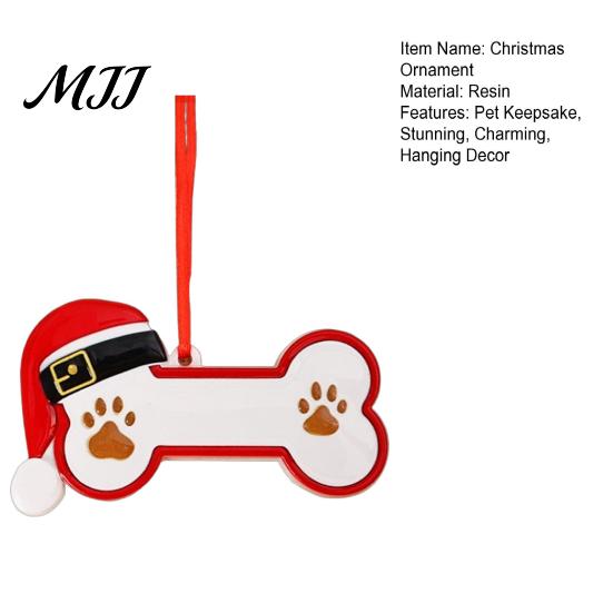 Small Gift for Pet Lovers Resin Christmas Ornament, Cute Cat Paw/Bone Shaped Xmas Tree Hanging Decoration Decorative Pendant Holiday with Santa