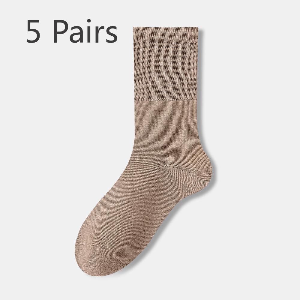 5 Pairs of Women's Spring and Autumn Boneless Antibacterial Mid Calf Elastic Socks