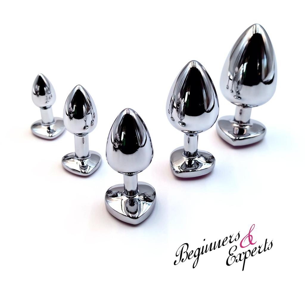 Heart Base Metal Anal Plug Stainless Beginner 5 Size Butt Plug Anus Masturbation Stimulator Dildos Adult Sex Toys For Man Women