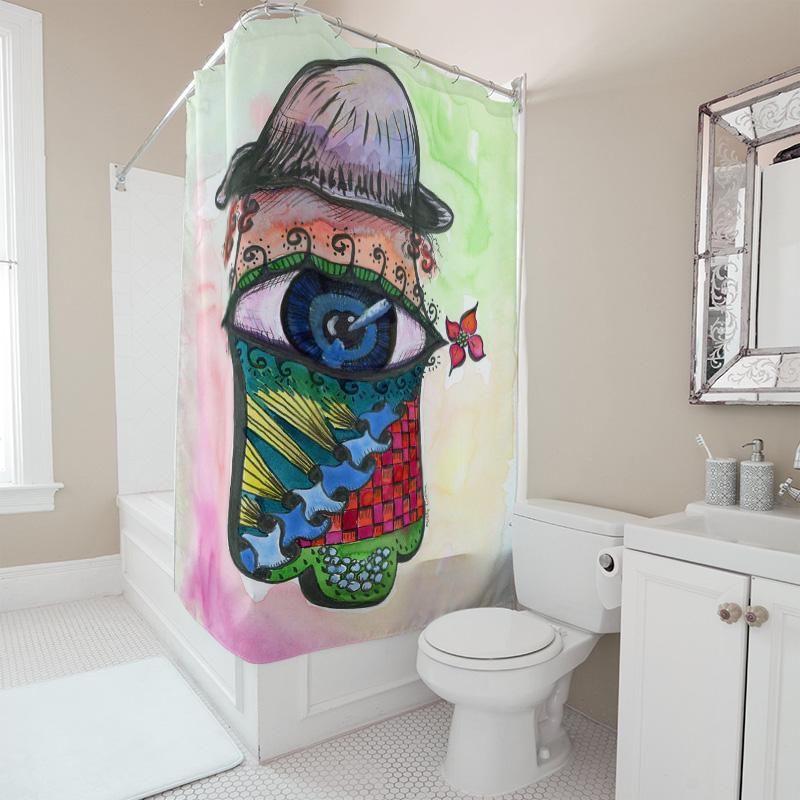 Colorful Printed Shower Curtain With Eye Design For Bathroom Decor Waterproof Fabric Home Decor Item 48X72In/120Cmx183Cm (Green)