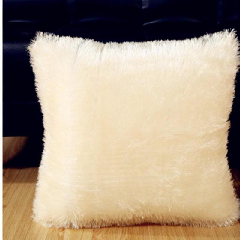 Мягкий мех пушистая диванная подушка плюшевая роскошная наволочка семейное украшение One Size бежевый 589₽