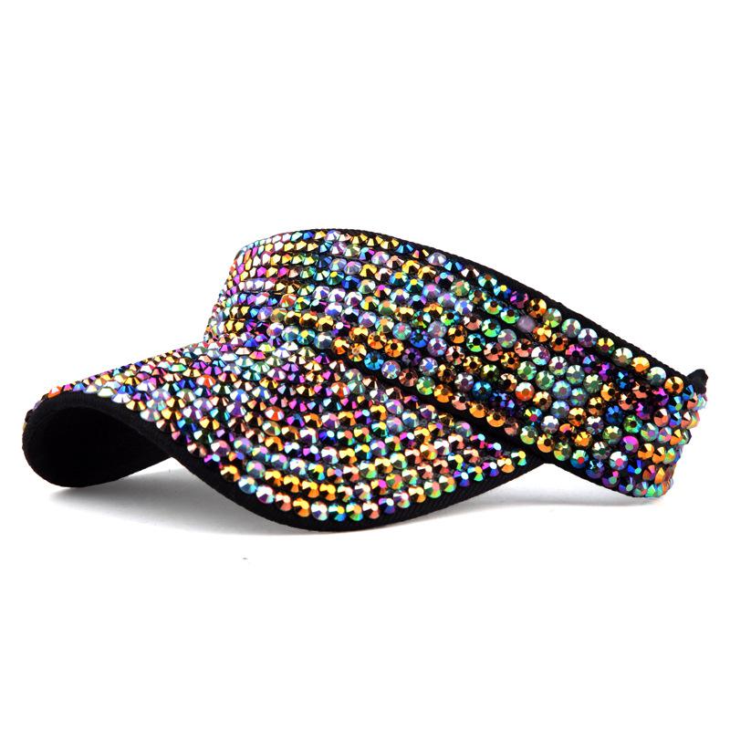 Cappellino da Baseball Scintillante con Strass da Donna Cappello Estivo Coreano Visiera Parasole Regolabile Sport all'Aperto Spiaggia Cappelli da Sole Accessori da Donna