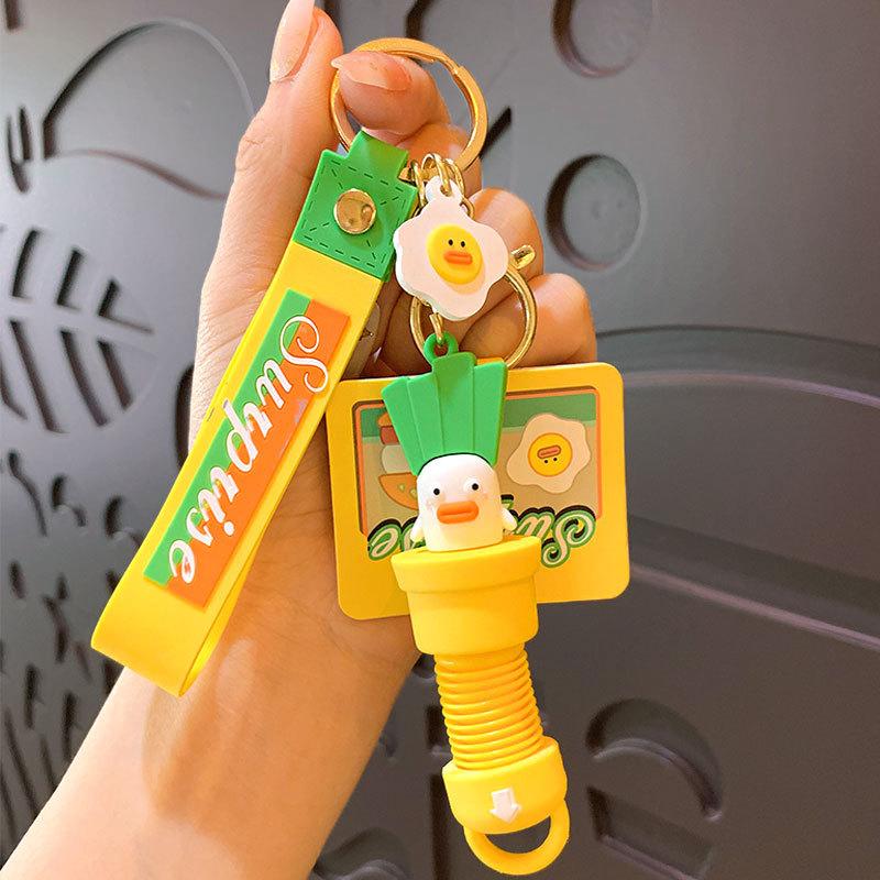Cartoon Creative Decompression Food Keychain Couple Schoolbag Decompression Pendant Car Keychain Gift Opp bag independent packaging