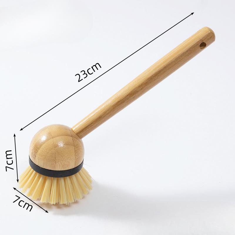 Perie de Curățat Vasă din BambusPerie de CurățatPerie pentru Fructe și Legume din Lemn MasivPerie de Bucătărie cu Mâner din LemnPerie de Vasă cu Mâner LungInstrument Magic