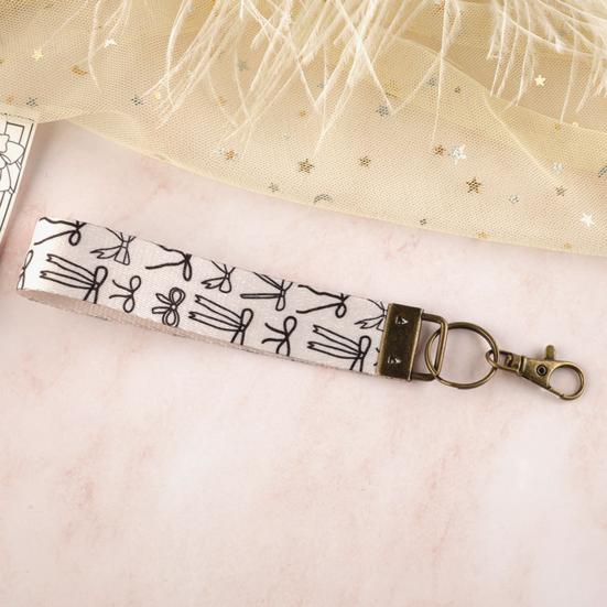 Nyckelring Hänge Rutigt Tryck Faux Läder Handledsrem Nyckelring Armband med Snabbfäste Fjäderring Kvinnor Nyckelhållare