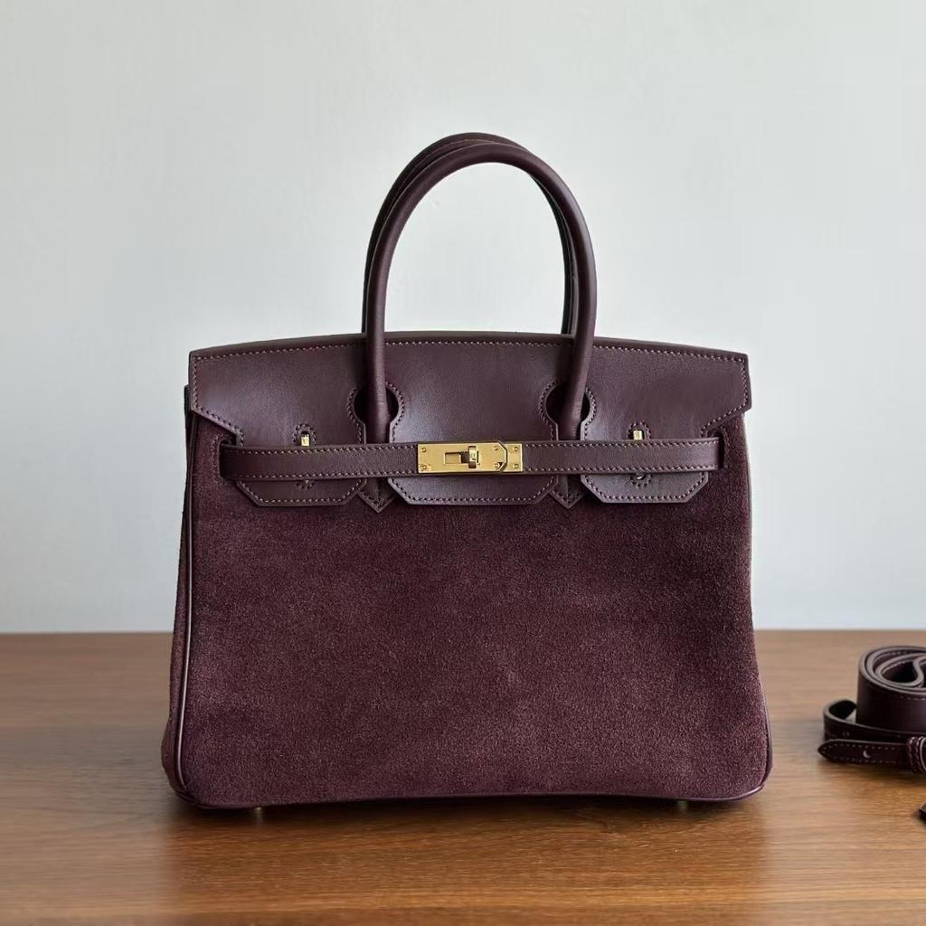 Platin Tasche Swift Leder und Wildleder 25/30CM Doppel-Schultergurt Damen-Tasche Einzel-Schulter Umhängetasche Vielseitig Mode Handtasche Tasche