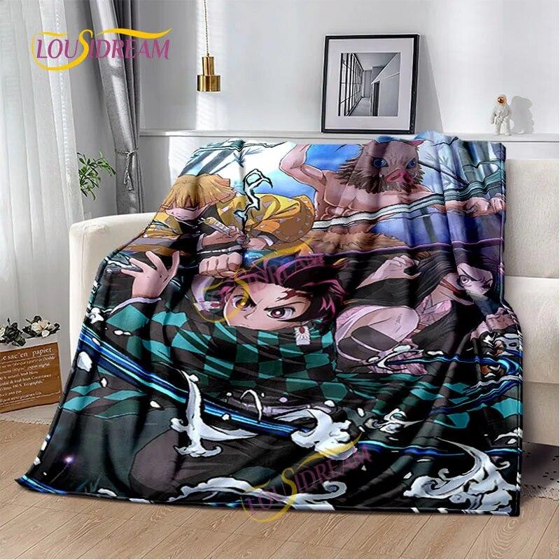 Japanese Cartoon Series Blanket Living Room Bed Sofa Travel 3D Demon Slayer Blanket Cartoon Home Office Hiking Gift