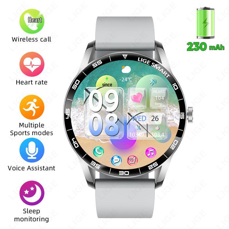 Multifunctional Smart Watch: Large Round Screen with Heart Rate Monitor & Bluetooth Calling