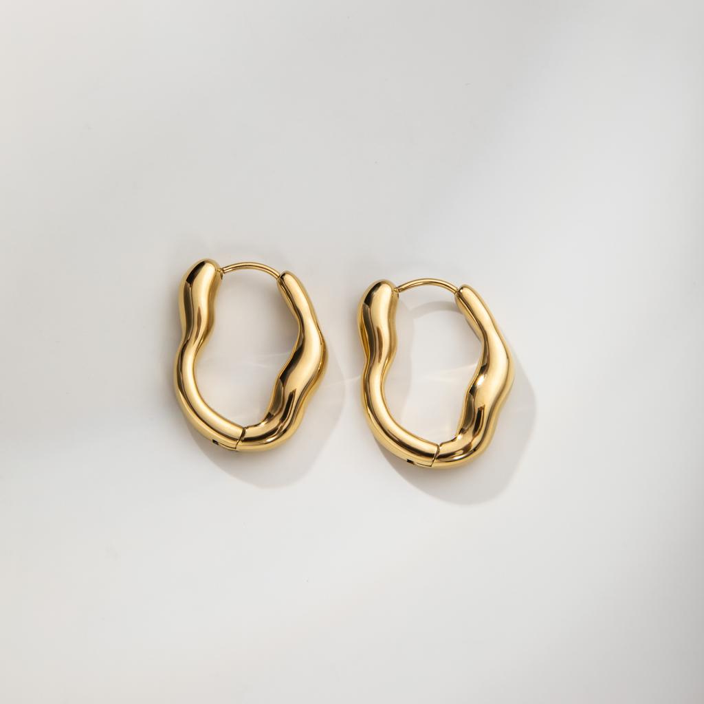 YF8459 Vintage Fashion Tarnish Free Jewelry 18K Gold Plated Waterproof Stainless Steel Irregular Geometric Earrings