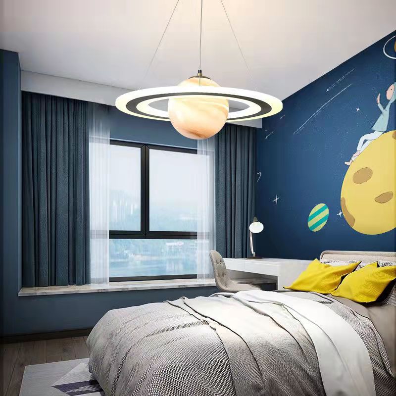 Nordic Planet Lamp Children Room Chandelier Wandering Earth Jupiter Bedroom  Astronaut  Starry Sky