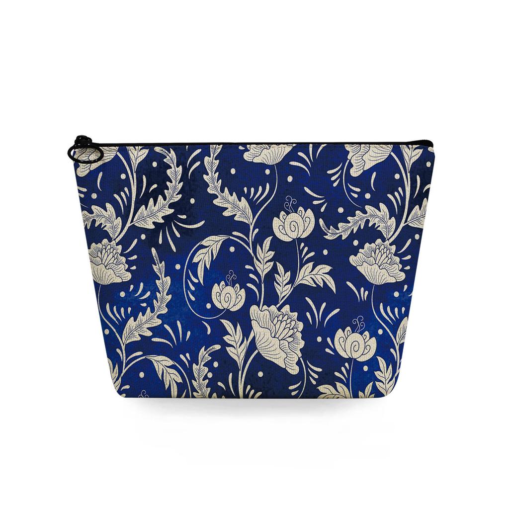 Women Blue and White Porcelain Print Cosmetic Bag Toiletries Organize Travel Storage Case 6750