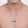Garnet Cross Pendant: Vintage 925 Sterling Silver Religious Jewelry