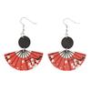 European Retro Patchwork Floral Fan Wooden Earrings