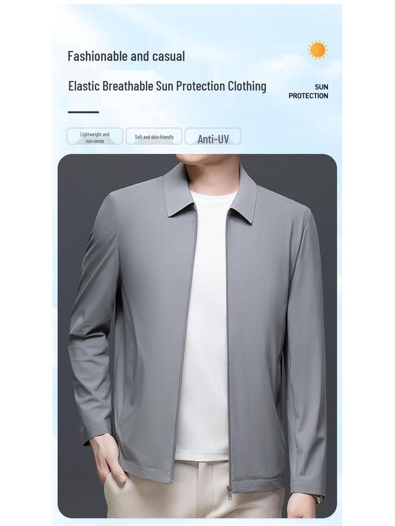 2026 Spring Men's Business Casual Lapel Jacket – Lightweight Sun Protection for Middle-Aged Men